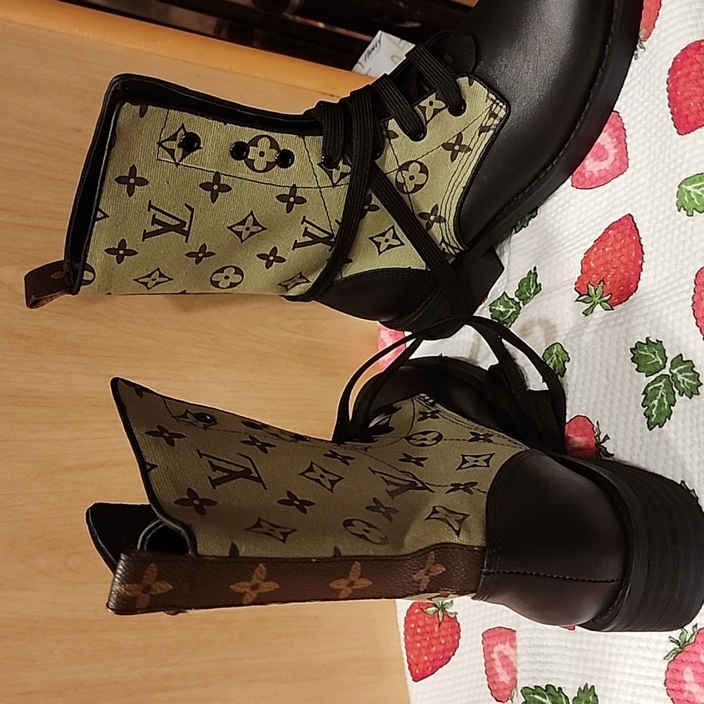 Louis Vuitton Monogram Ankle Boots in Black and Brown